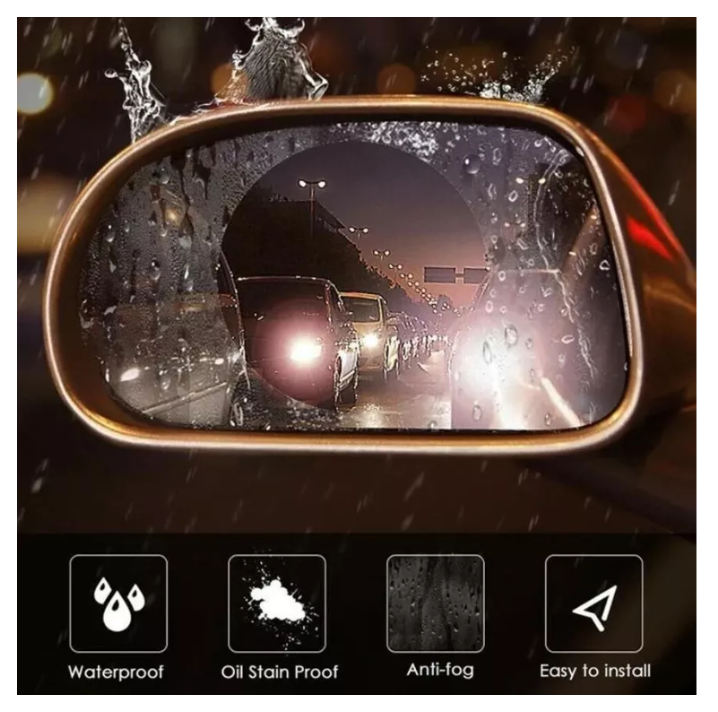 Kit Par Lamina Espejo Retrovisor Anti Lluvia Impermeable 2-4