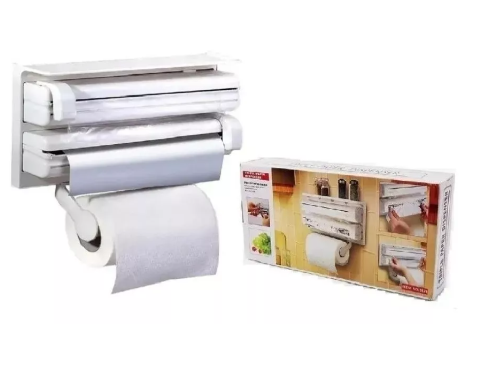Dispensador Corta Fácil Triple Papel De Cocina Toalla-0