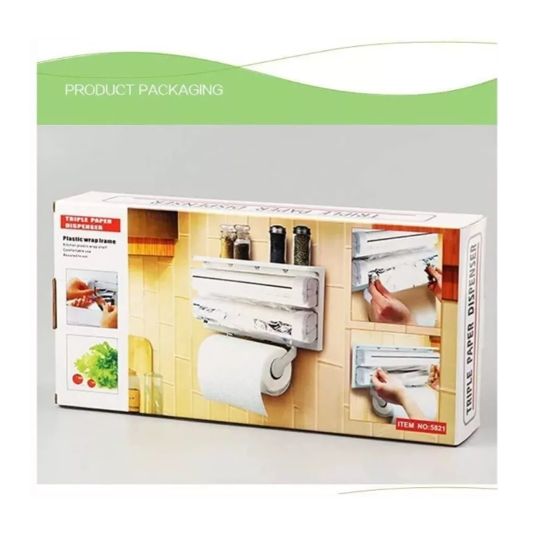 Dispensador Corta Fácil Triple Papel De Cocina Toalla-3