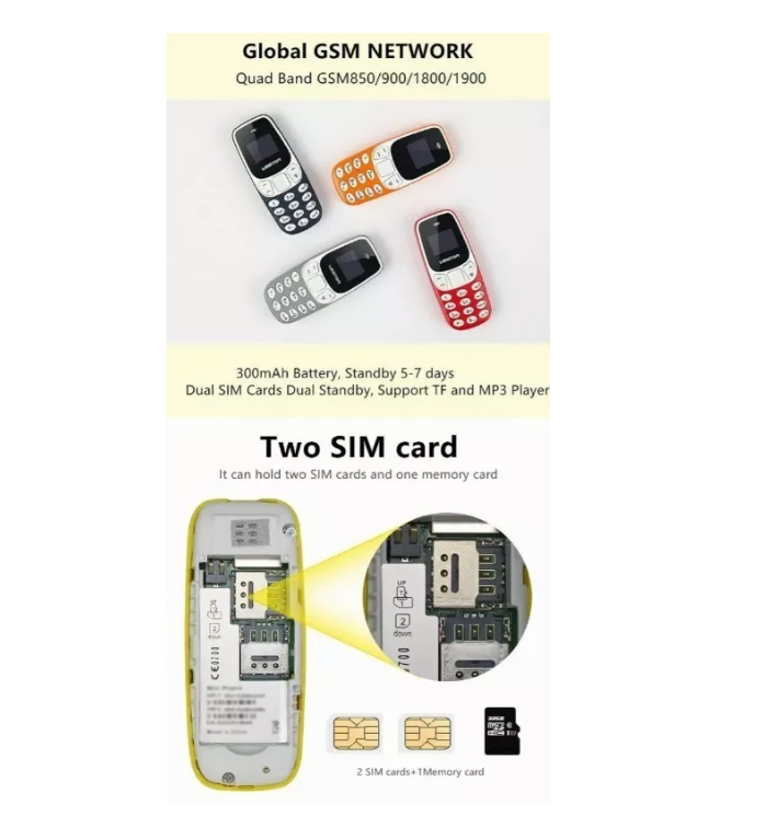 Llavero Mini Celular Telefono Dual Sim 380mah Bluetooth M10-5