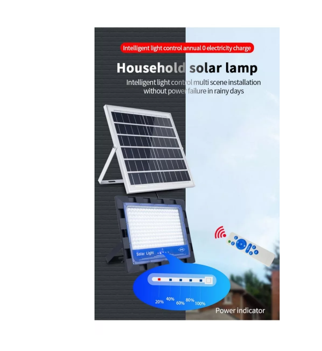 Foco Solar 100w 731t + Panel Solar Y Control Remoto-3