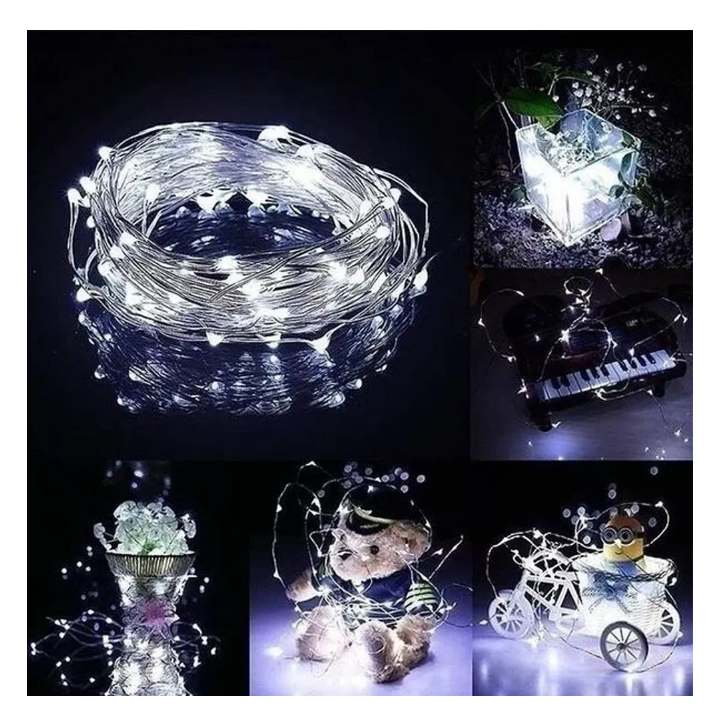 Lámpara Solar Luces Tira Led Al Aire 12 Mts 100 Led Navidad 2-3