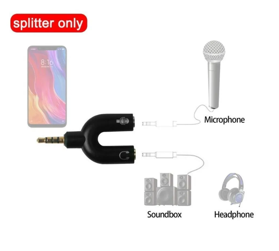 X5 Splitter 3.5mm Adaptador Audio Separa Microfono Audifono-3