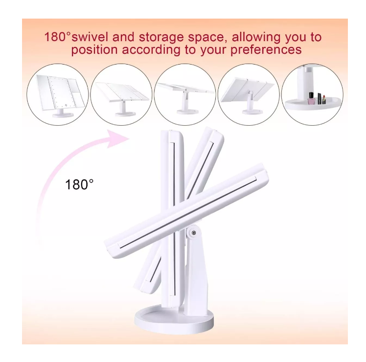 Espejo Maquillaje 22 Luces Led Aumento X1x2 X3 X10 Giratorio-2