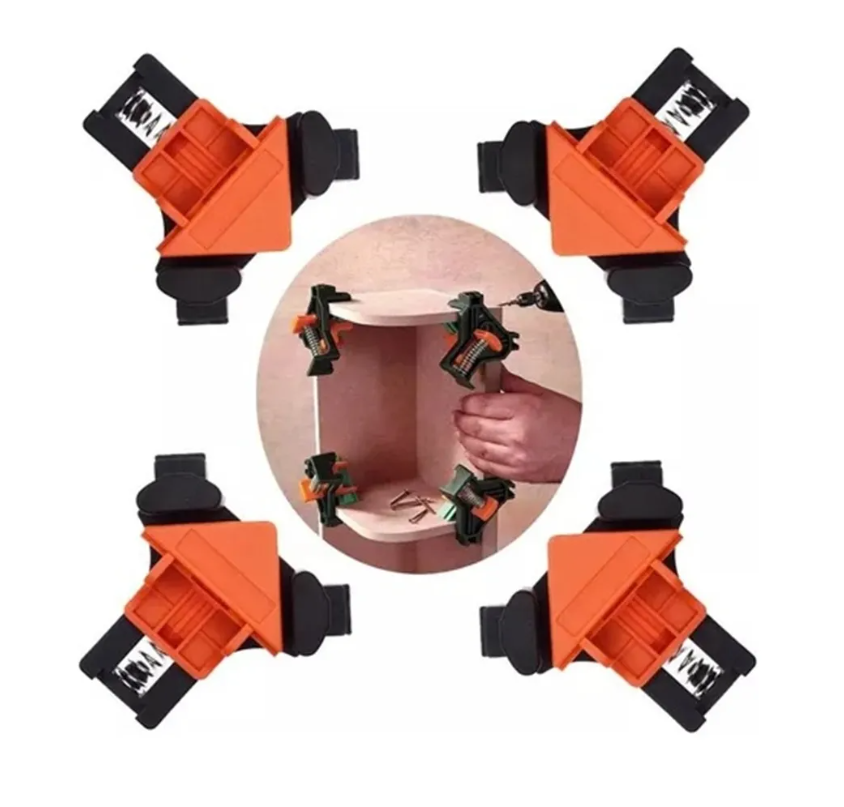 4 Abrazaderas Pinza Ángulo Recto Esquinera Unir Madera-0