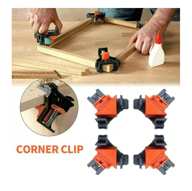 4 Abrazaderas Pinza Ángulo Recto Esquinera Unir Madera-4