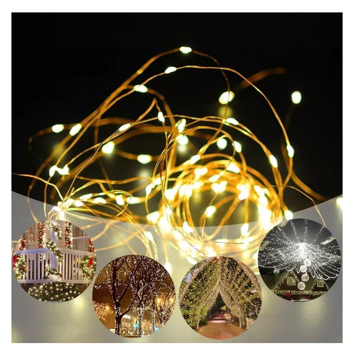 Luces Guirnalda Solar 200 Led Calidas 20 Metro-4
