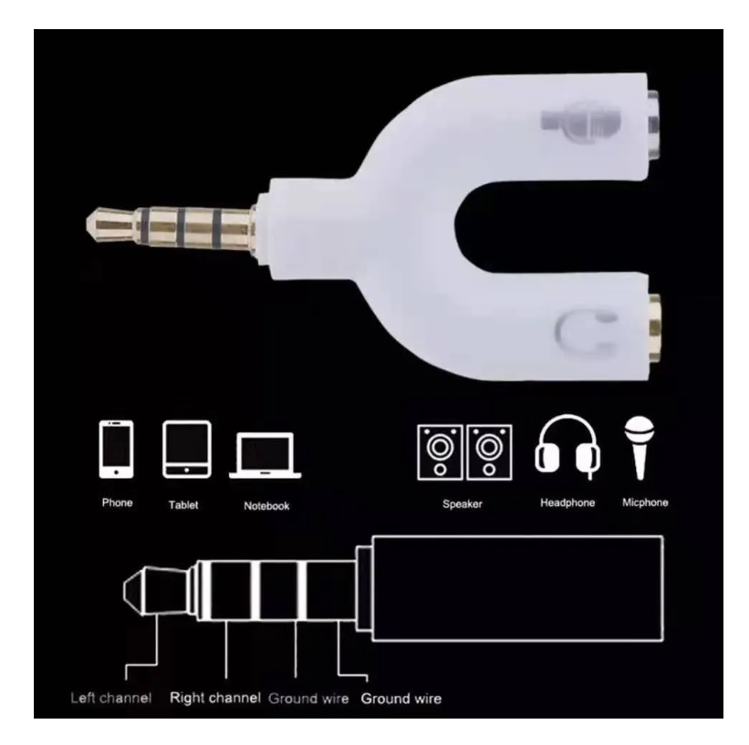Splitter 3.5mm Adaptador Audio Separa Microfono Audifono-5