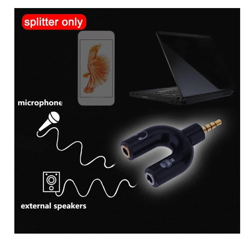 Splitter 3.5mm Adaptador Audio Separa Microfono Audifono-6