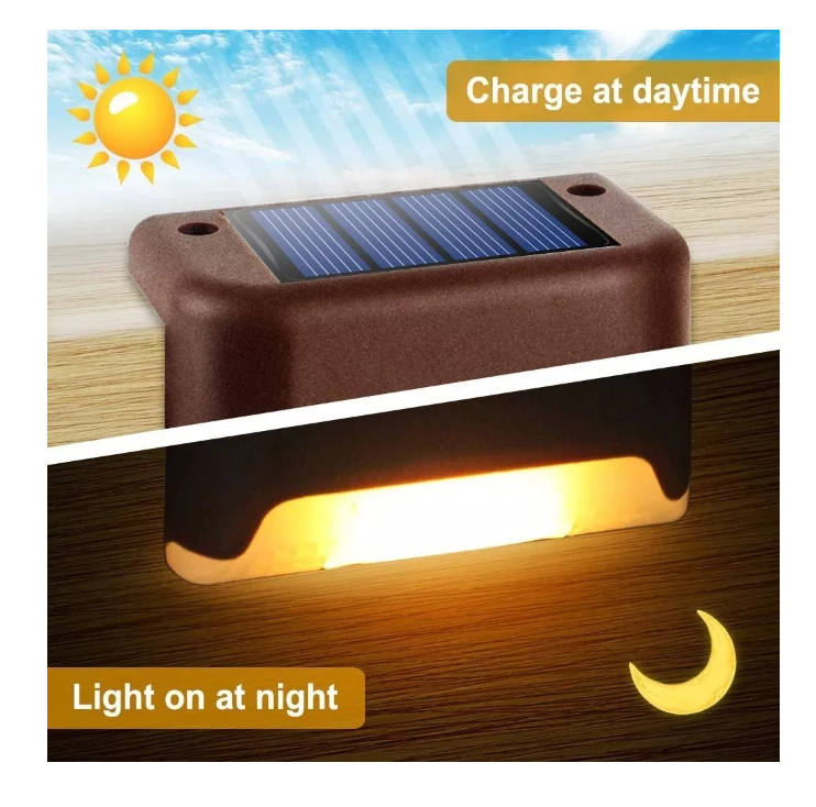 Kit4 Luces Solares Patio Jardín Para Escaleras Y Muros-5