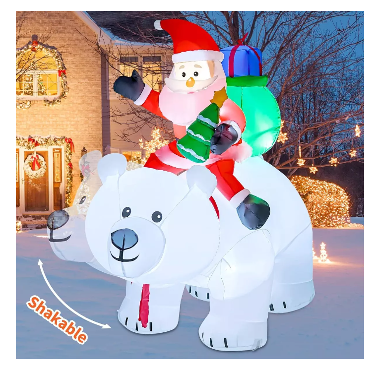 Inflable Navidad Oso Polar Led Pascuero Movimiento Adorno-6