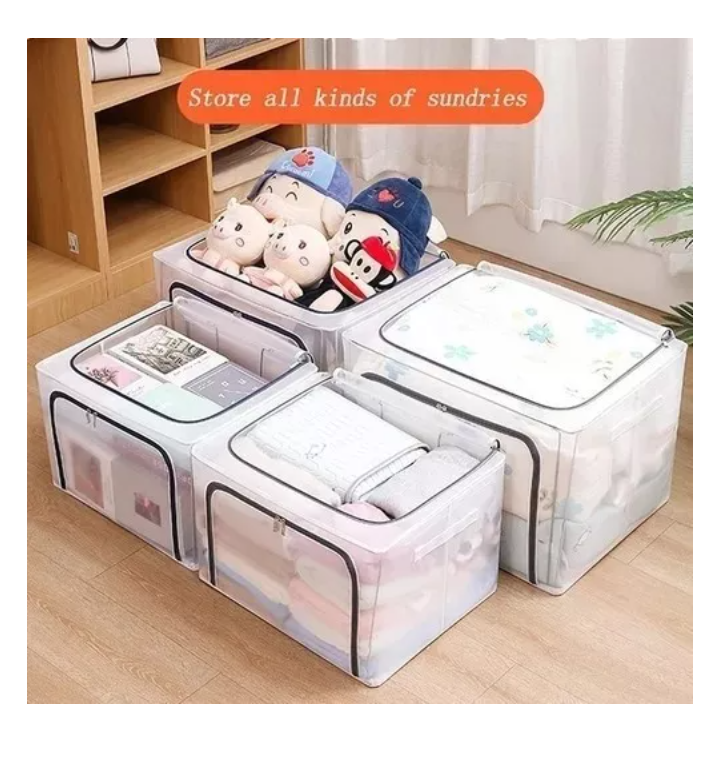 Caja Almacenamiento Para Ropa Transparente Soporte De Metal-7