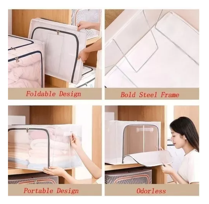Caja Almacenamiento Para Ropa Transparente Soporte De Metal-6