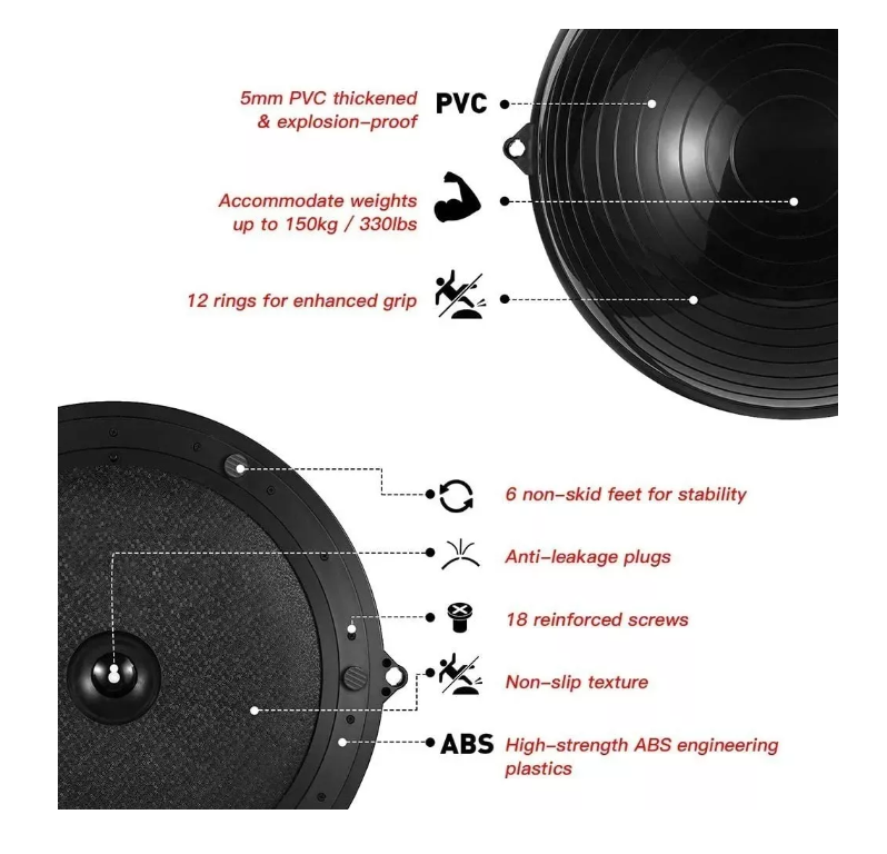Balon Bosu Gym Pelota Yoga Semiesfera De Resistencia 1-3