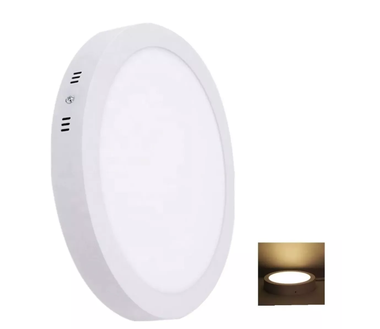 Pack 10 Foco Panel Plafon Led Sobrepuesto Redondo 12w Calid-2
