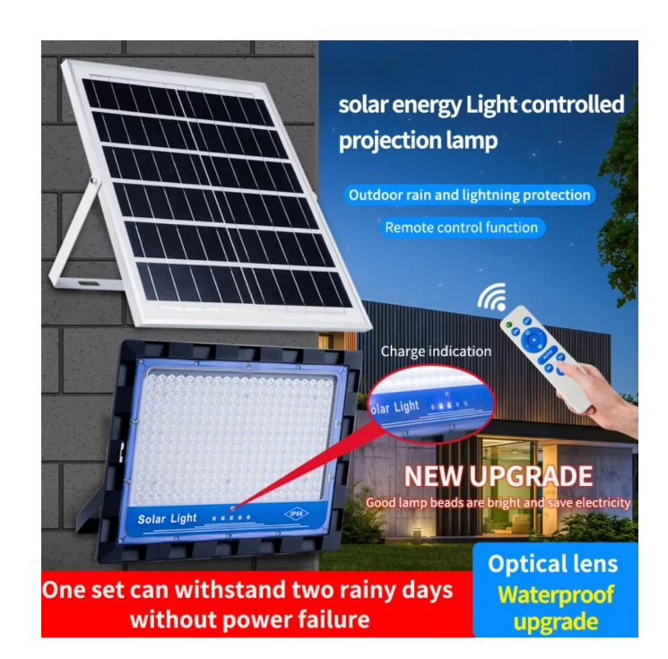 Foco Solar 300w + Panel Solar Y Control Remoto 0smao-5