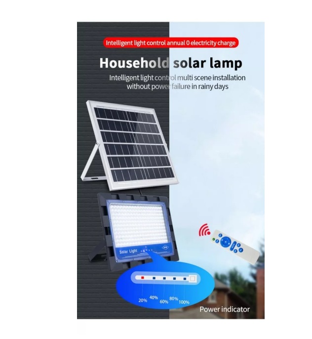 Foco Solar 100w + Panel Solar Y Control Remoto-4
