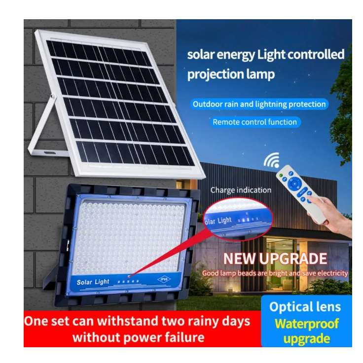Foco Solar 100w + Panel Solar Y Control Remoto-5