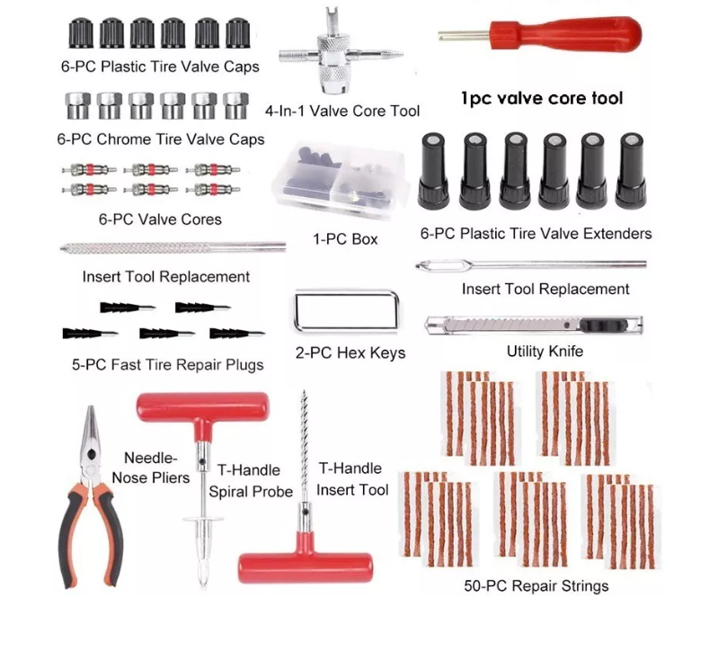 Kit 102 Pieza Reparación Pinchazos Neumático Emergencia Auto-2