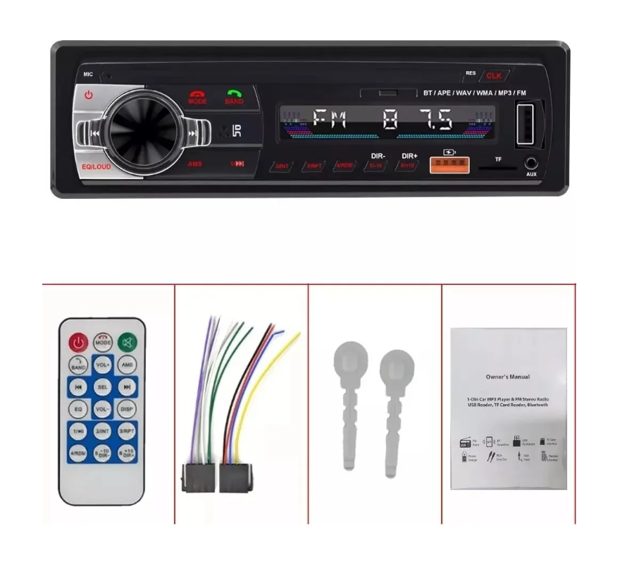 Radio Bluetooth Auto Mp3 Usb Sd Aux Fm 1 Din Estereo Calidad-2