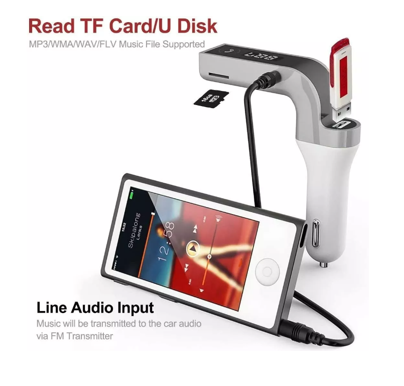 Transmisor Receptor Bluetooth Musica Manos Libre Radio Fm-4