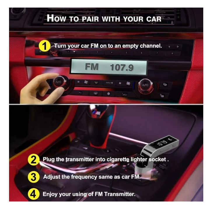 Transmisor Receptor Bluetooth Musica Manos Libre Radio Fm-6