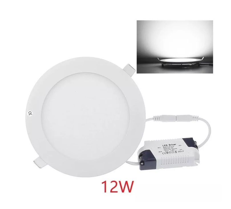 Foco Panel Plafón Led 12w Embutido Redondo Luz Frío-2