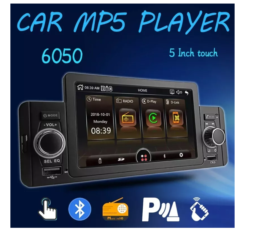 Radio Auto Pantalla 1 Din Tactil Mirror Link Auto Usb Hd-7