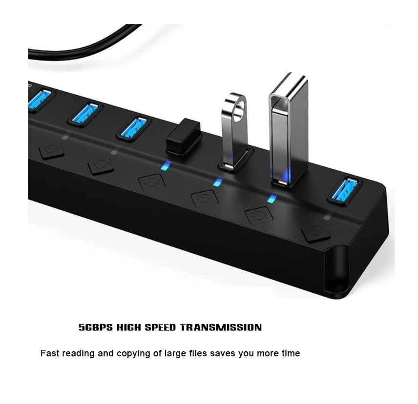 Hub Splitter Usb 3.0 A 7x Usb 3.0 Windows Mac Indicador Led-1