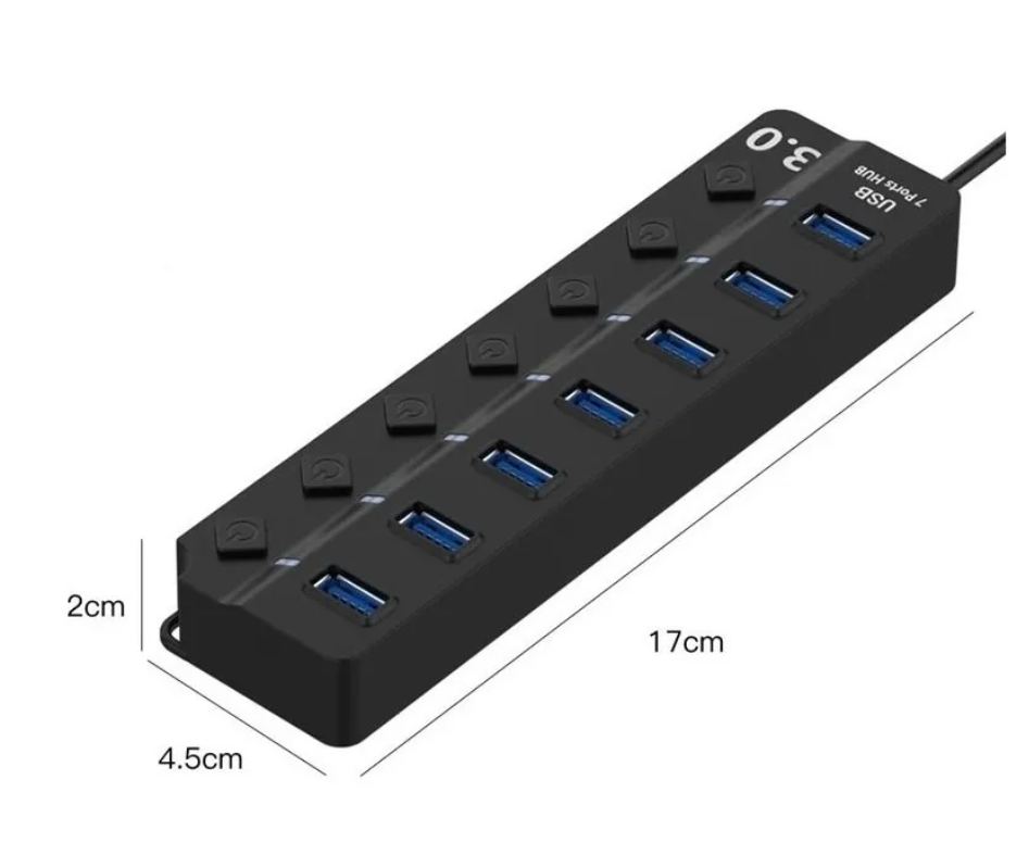 Hub Splitter Usb 3.0 A 7x Usb 3.0 Windows Mac Indicador Led-2