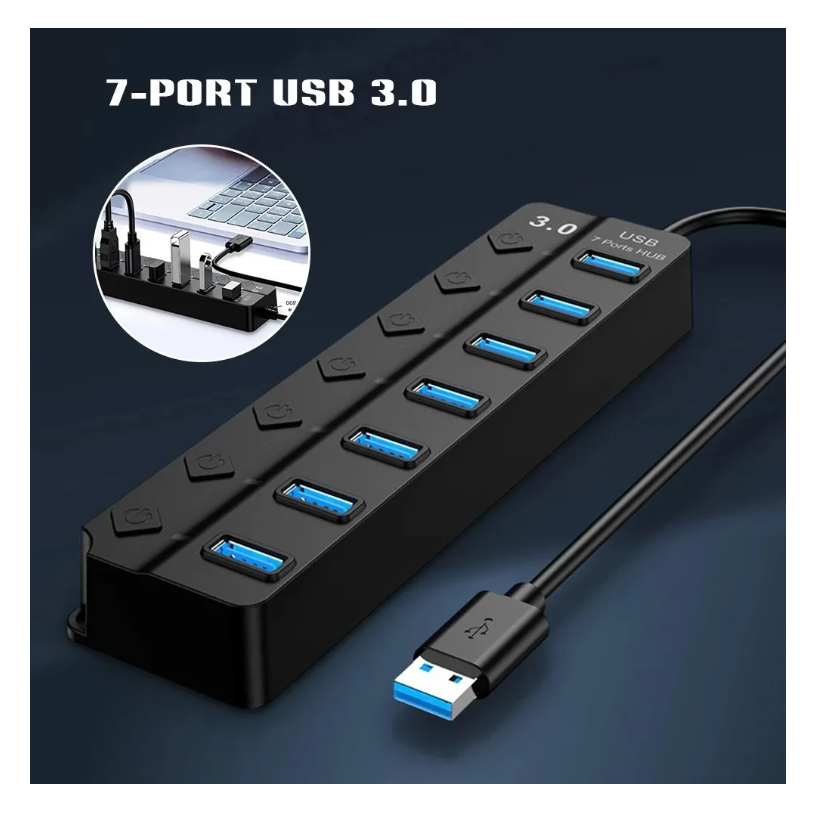 Hub Splitter Usb 3.0 A 7x Usb 3.0 Windows Mac Indicador Led-5