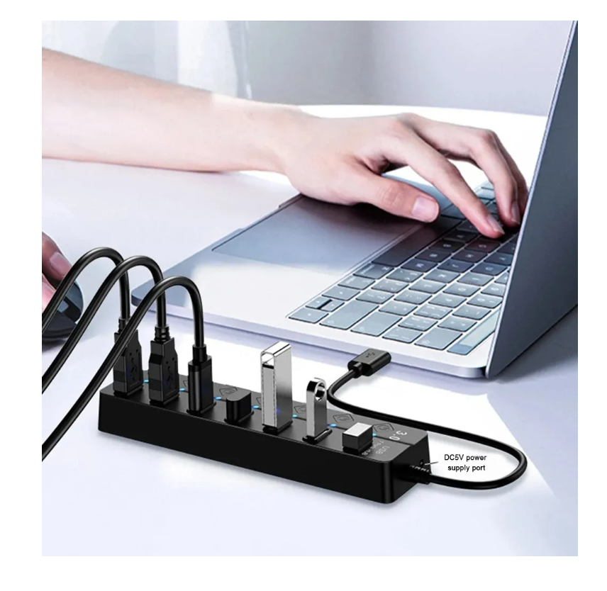 Hub Splitter Usb 3.0 A 7x Usb 3.0 Windows Mac Indicador Led-7