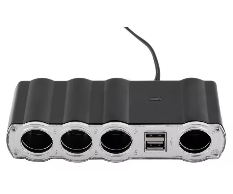 Adaptador Para Enchufe Encendedor Auto 1 A 4 +2 Usb Cargador-2