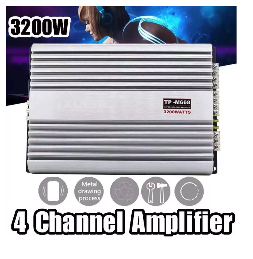 Amplificador Auto Estéreo Audio 4 Canales 3200w 12v-6