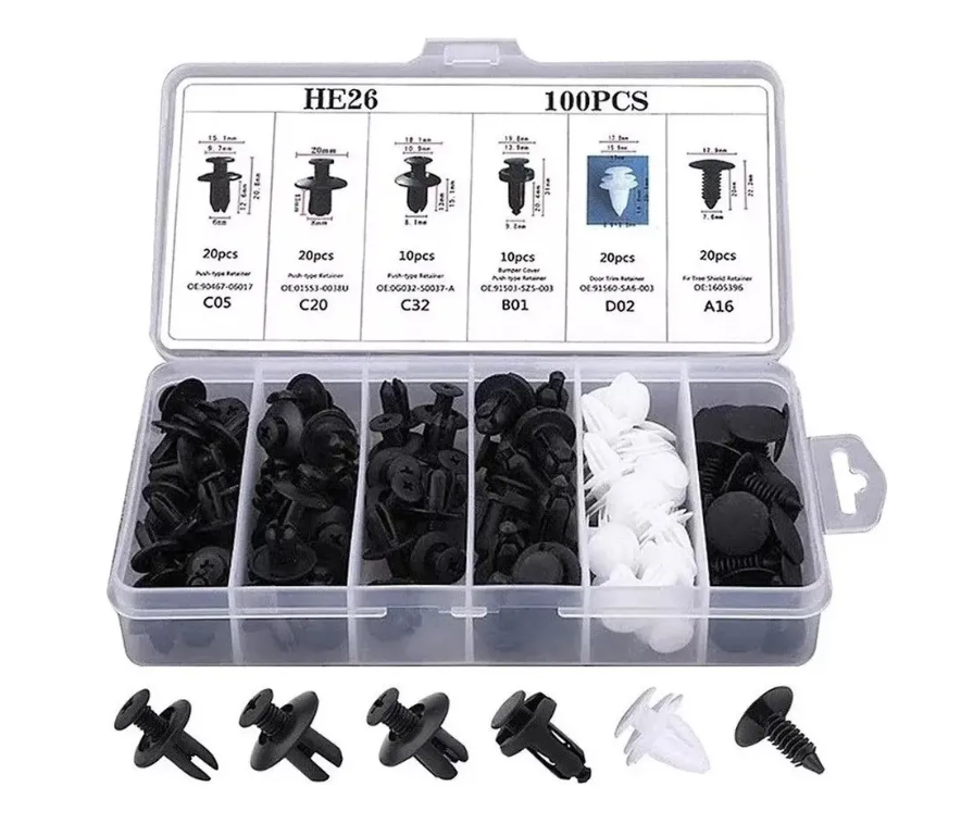 Kit 100 Clip Broche Retencion Plastico Auto Lata Tapabarro-5