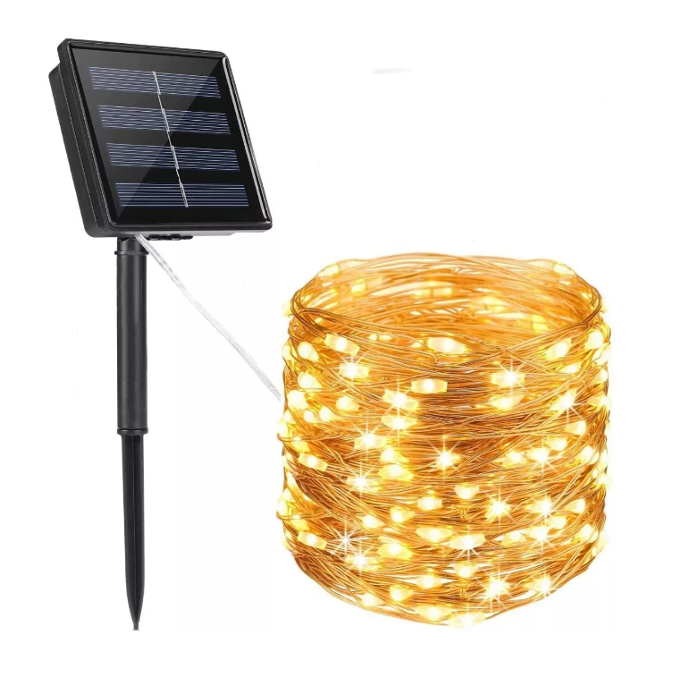 Lámpara Solar Luces Tira Led Al Aire 12 Mts 100 Led Navidad-0