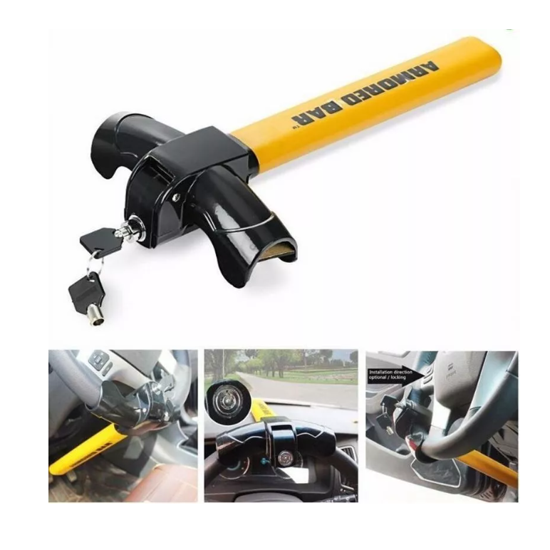 Traba Volantes Anti Robo Seguirdad Auto Tipo T Con 2 Llave-0