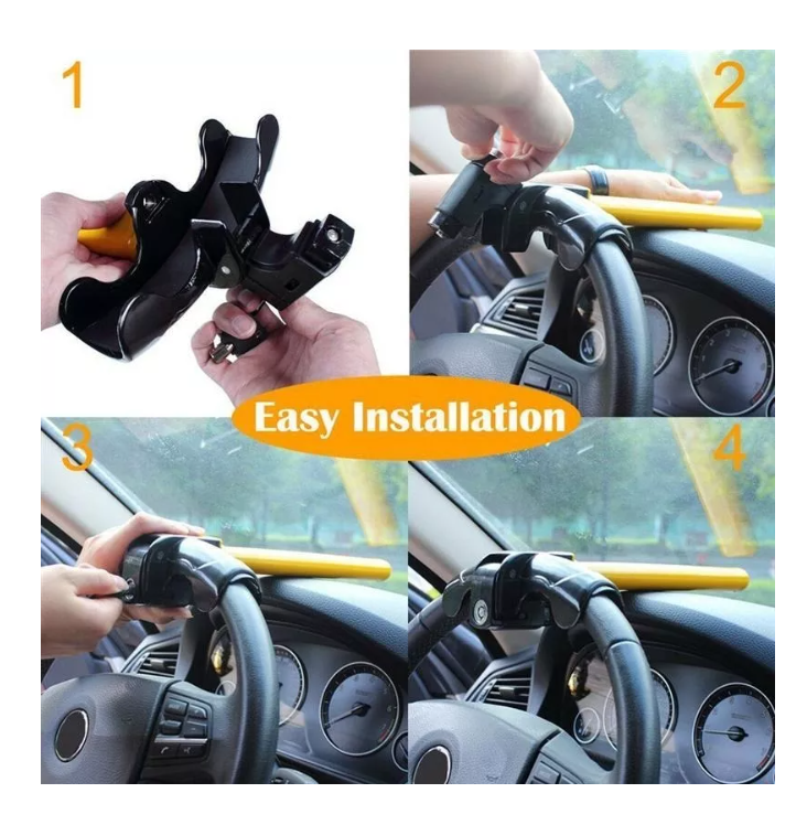 Traba Volantes Anti Robo Seguirdad Auto Tipo T Con 2 Llave-7