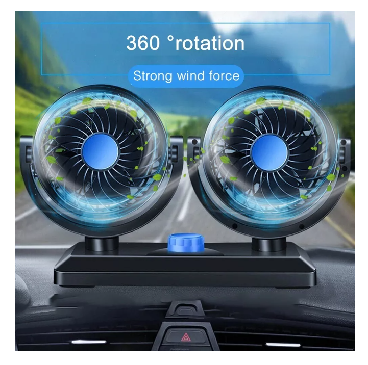Ventilador Automovil Doble Turbo 12v 2 Velocidad 360 Auto-7