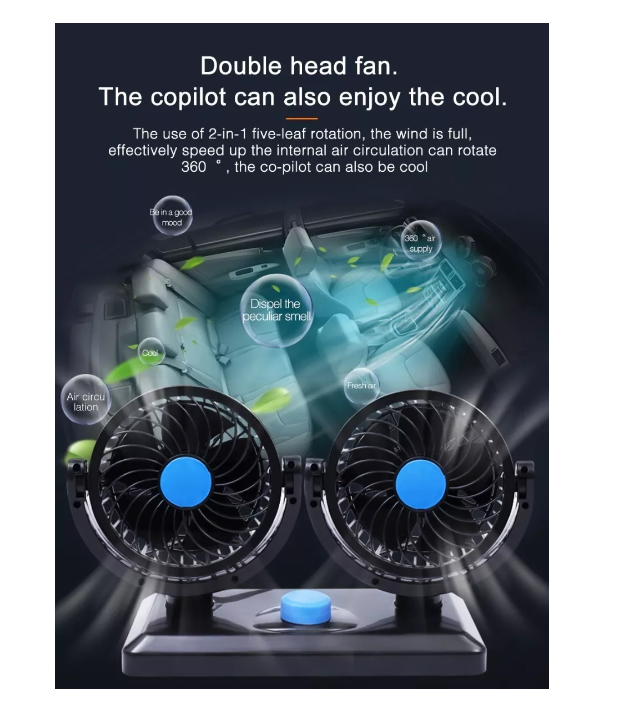 Ventilador Automovil Doble Turbo 12v 2 Velocidad 360 Auto-2