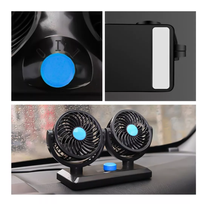 Ventilador Automovil Doble Turbo 12v 2 Velocidad 360 Auto-6