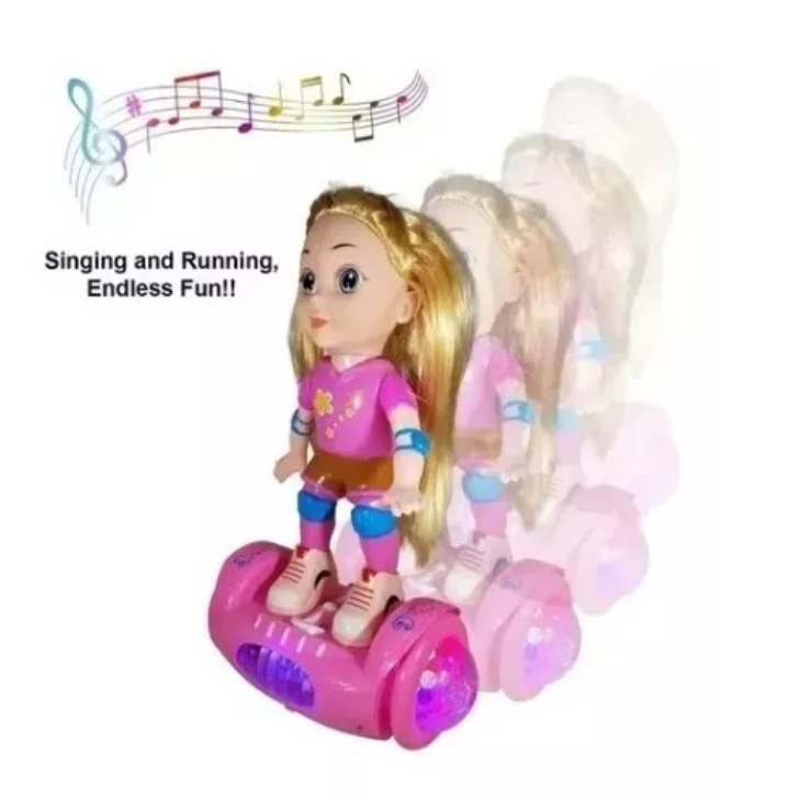 Muñeca Con Patineta Luces Y Música + Pilas-3
