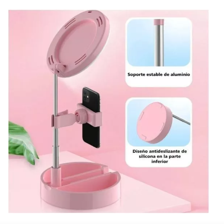 Espejo Aro De Luz Led Soporte Celular-4