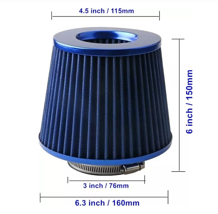 Filtro De Aire Alto Flujo Conico 76mm Auto Jeep Tuning-1