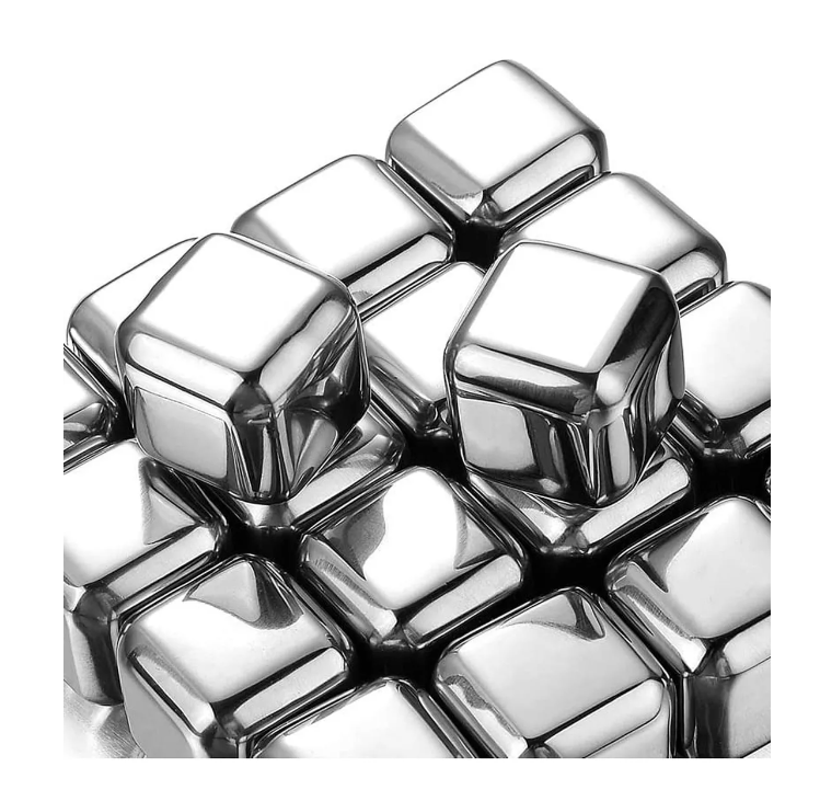 Set De 6 Cubitos De Hielo Acero Inoxidable Reutilizables-3