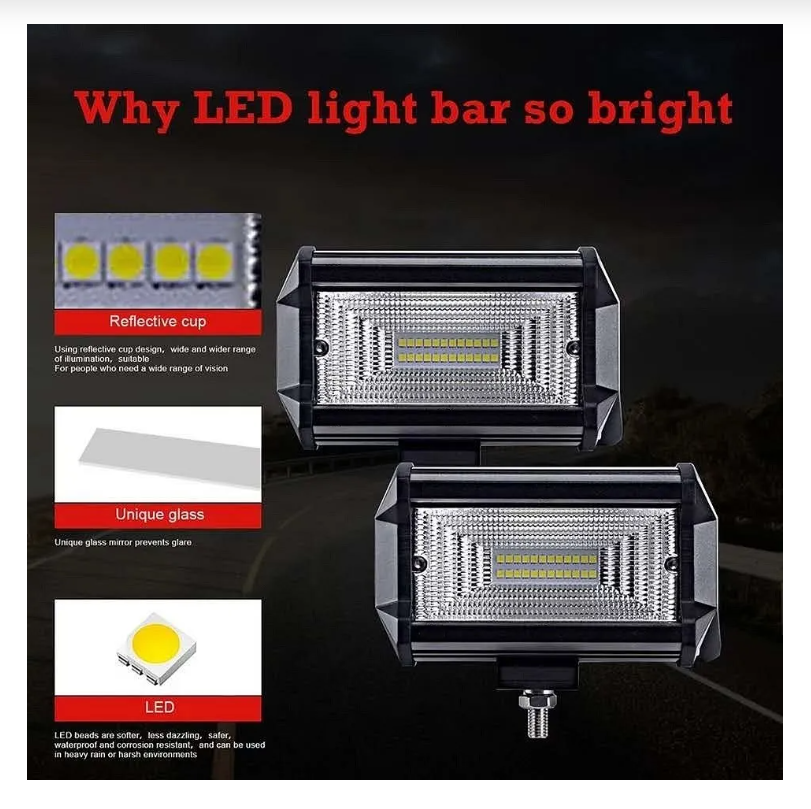 Pack 2 Focos Neblineros Led 72w Blanco Expansion Auto Moto a-3