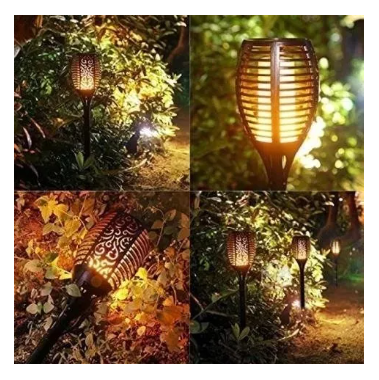 Pack 3 Lampara Solar Led Flama Antorcha Flama Con Estaca-6