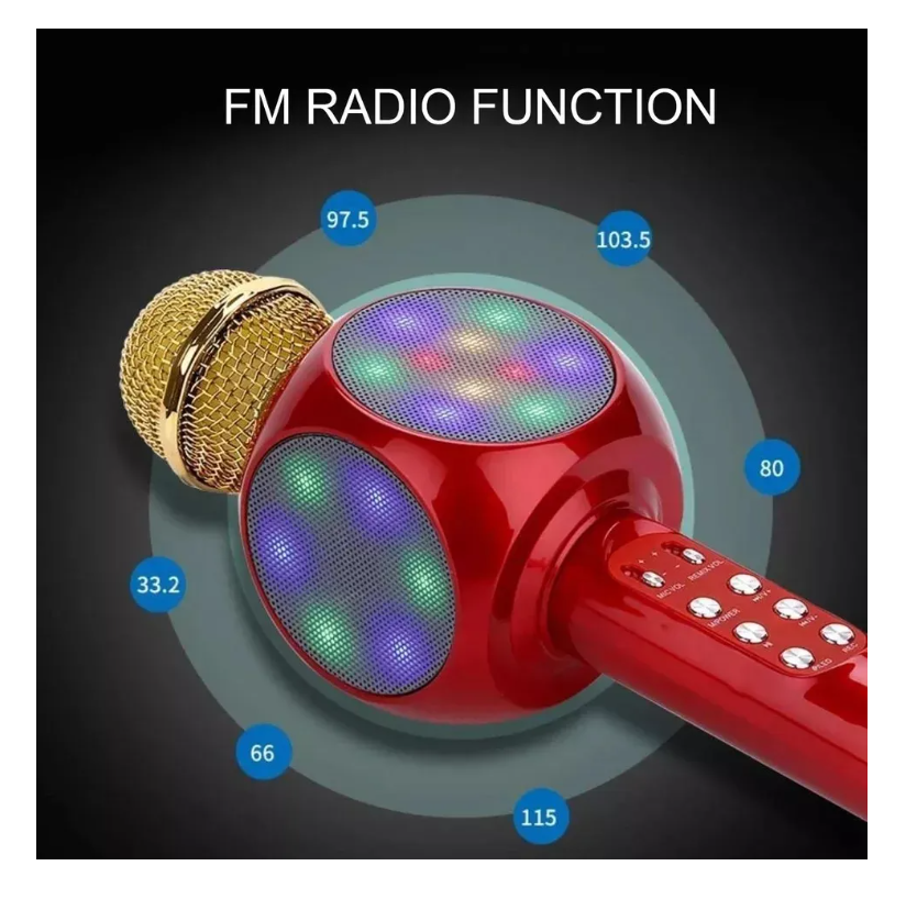 Microfono Inalambrico Karaoke Bocina Bluetooth Fm Radio Led-3