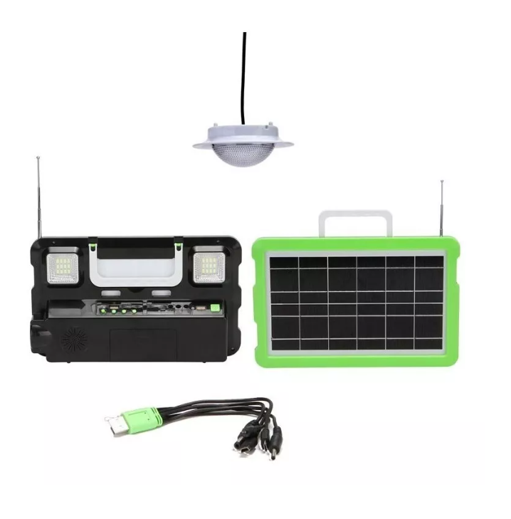 Kit Solar Emergencia Camping Ampolleta Led Fm Rádio Mp3-0