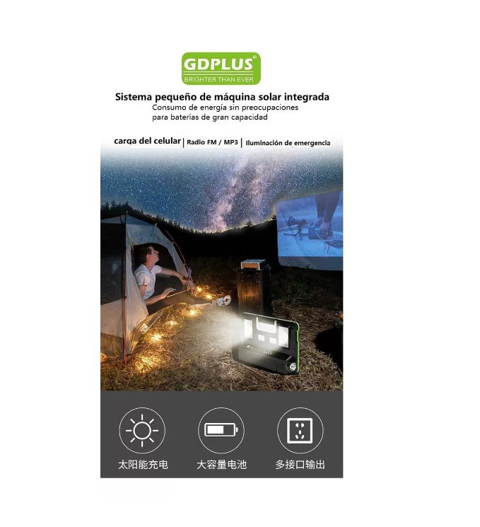Kit Solar Emergencia Camping Ampolleta Led Fm Rádio Mp3-2